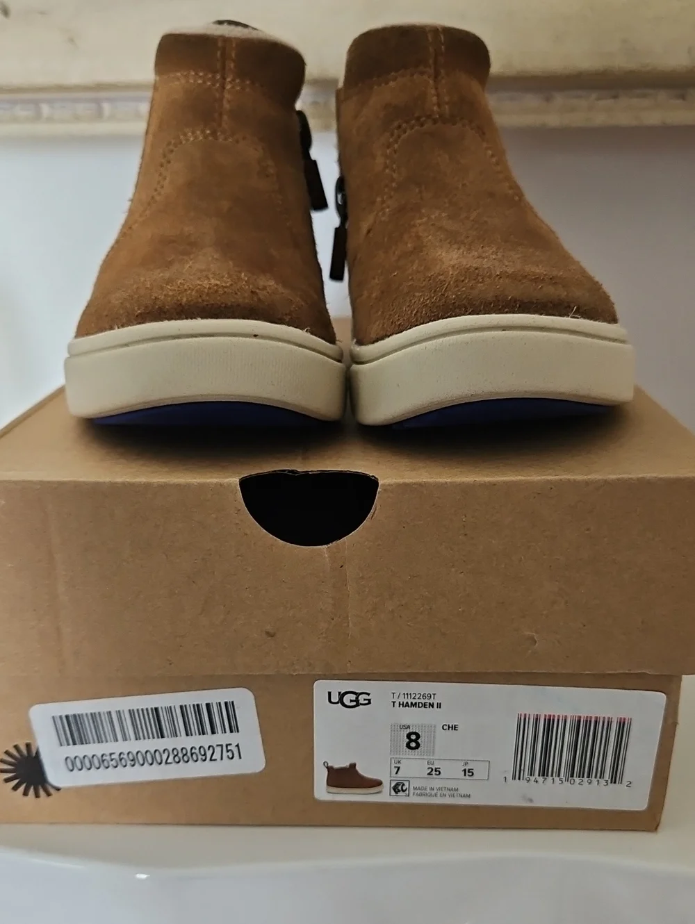 UGG Toddler Hamden II Chestnut Suede Chukka Boots with Cream Sole